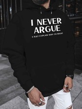 I NEVER ARGUE 2024 New Men's Printed Autumn and Winter Fleece Sweatshirts, Ver picture