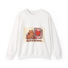 My Cat Is My Valentine Sweatshirt - Retro Vintage Funny Cat Lover Gift picture