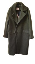 NWT AMERICAN VINTAGE Men's Overcoat Double Breasted Dark Green Wool Blend sz M/L picture