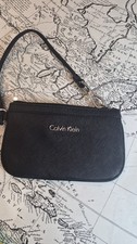 CLEARANCE CALVIN KLEIN Women Black Zipper Wristlet Clutch Purse Bag Small  picture