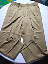 Zanella Men’s 100% Virgin Wool Dress Pants Pleated Cuffed Straight Leg Beige 38 picture