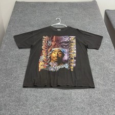 Vintage 2Pac Fire T-Shirt Mens XXL Black Cotton Graphic Rap Tee Streetwear 90s picture