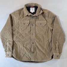 Iron & Resin Men's Corduroy Quilted Jacket Tan Brown Size Large, Button Front picture