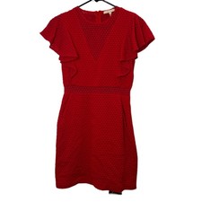 Maje Paris Red Roucoul Heart Embroidered Mini Dress Size 2 US S NWOT $440 picture