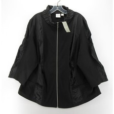 Chicos Zenergy Jacket Women 4 Black Neema Fabric Mix Ruched Stretch XXL NEW picture