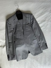 Men's Hugo Boss Super 120 Wool Gray Micro-Check 2PC Suit Size 36R picture