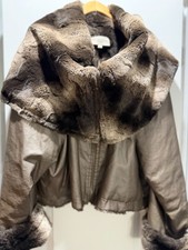 IVAN GRUNDAHL Taupe-brown  Fall/Winter Coat Faux Fur Collar/Cuffs Lining 42 picture
