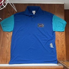 Vtg Anvil Florida Sailboat Polo Shirt Blue Teal Colorblock Tourist Adult XL picture