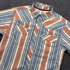 AG Gear Stockyard Mirror Stripe Shirt Mens S Blue Peach Pearl Snap picture