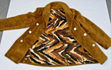 Vintage Plush Pea Coat Trail Tracer Size S 60s Mod Cinnamon Brown Made USA picture