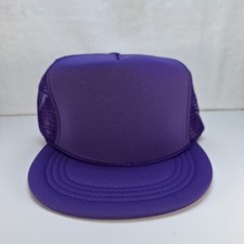 Vintage Foam Trucker Blank Hat Cap Purple Mesh Snapback Youth  picture