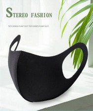 5 pcs Slim Fashion Washable Cotton Cloth Masks Half Face Mouth Cover Adult Black picture