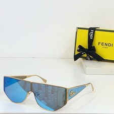 Fendi FF M0093/S Shield Sunglasses Gold Blue Mirror Lens 70-2-150 picture
