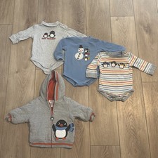 VGUC Baby Boy 6-12 Months Gymboree Penguin Pals Winter bodysuits & jacket (4) picture