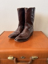 Lucchese 1883 Men’s Roper Boots 8.5D Brown Leather Patina Made In USA picture