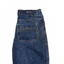Zaeta Woman’s Waist: 28 Vintage Cropped Blue Denim Jeans with Zigzag Stitching picture