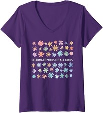 Celebrate Minds of All Kinds Wildflower Autism Ladies' V-Neck Tshirt picture
