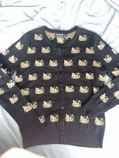 ModCloth x Hello Kitty Kawaii Icon Cardi Sweater Black Gold Metallic L (#027) picture