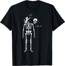 Boop Well Sht Funny Skeleton Cat Knocking Head T-Shirt picture