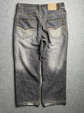 Vintage Southpole Jeans Gray Baggy Embroidered Y2K Wide Leg 36x29 picture