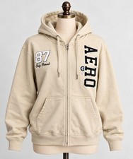 Aeropostale Aero 87 Full Zip Hoodie Cream Men’s XXL NWT picture