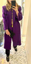 Christian Dior Vintage Purple Wool Long Lined Pocket Coat Button Womens 8 picture