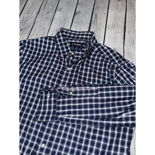 Chaps by Ralph Lauren Men’s Medium Black White Plaid Button Down Shirt picture