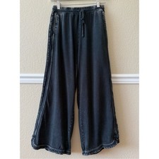 Three Bird Nest So Comfy Wide Leg Pant Elastic Waist Charcoal Black Small picture