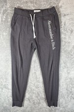 VTG Abercrombie & Fitch Womens Y2K Sweatpants Large Spell Out Unisex 90s Black picture
