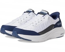 NEW Skechers Men's Contour Foam Cozy Fit Hands Free Slip-In White/Navy AUTHENTIC picture
