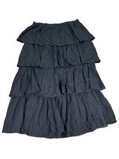 Abercrombie and Fitch Women's Black Side Zip Tiered Maxi Skirt - XL Tall picture