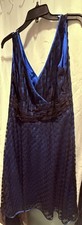 Signature by Robbie Bee Women’s Blue/Black Polka Dot V-Neck A-Line Dress 16 picture