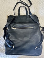 UNICA FIRENZE ITALIAN Convertible Backpack Black Pebble Leather A24 picture