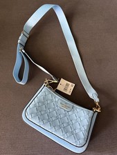 NEW Kate Spade Duet Woven Leather Crossbody - Light Blue picture