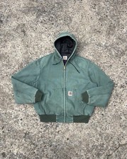 VTG Carhartt Active Jacket Men’s SZ L Aspen Green Faded JQ294 Hooded USA picture