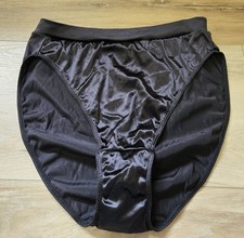 Rare Vintage Victoria's Secret Black Silky Smooth Satin High-Cut Brief Panties L picture