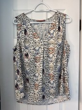ModCloth Women's Sleeveless Blouse V-Neck, Animal Print, L picture