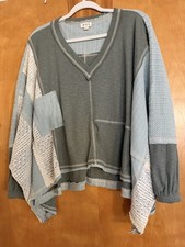POL Boxy Waffle-Knit Patchwork Colorblock Pullover Sweater OVERSIZED NWOT Sz S picture