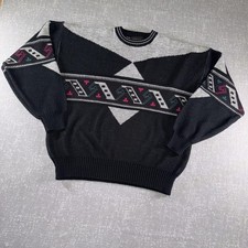 Vintage Michael Gerald Sweater Mens XL Black Geometric Crewneck Pullover picture