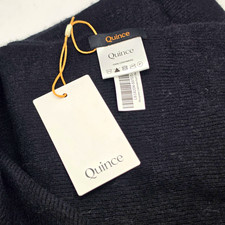 Quince 100% Cashmere Knit Scarf - Black Solid Women's 10 in Width picture