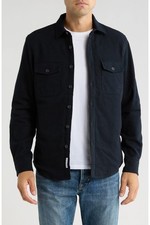 Original Penguin Mens Large Black Flannel Shirt Jacket Button Front NWT picture