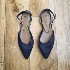 FENDI COLIBRI  SLINGBACK WITH CHAIN ACCENT SIZE 37 EU, 6.5 US, 4 UK  picture
