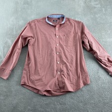 Izod Mens Non-Iron Stretch Red Button-Down Shirt L/G Cotton Blend 3111 picture