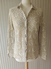 Vintage Artigiano Cream And White Lace Blouse With Cami 2 Piece Set Size M picture
