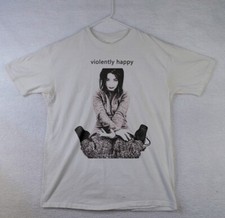 Björk Violently Happy Debut Era 90s Art Pop White Graphic T-Shirt picture