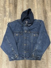 Vintage Y2K Faded Glory Denim Jacket Mens XL Hooded Quilted Lined Workwear picture
