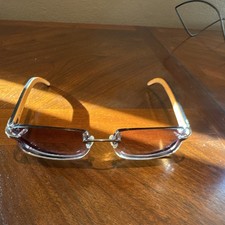 Vintage 1990s Cartier C Decor Rimless Wood Temples 6663322 Made in France Box picture