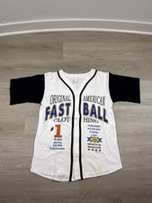 Vintage Original American Fastball Baseball Jersey White Black Men's Small USA picture