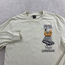 Brain Dead Magic Damage Shirt Mens Small Cream Long Sleeve Graphic Tee picture